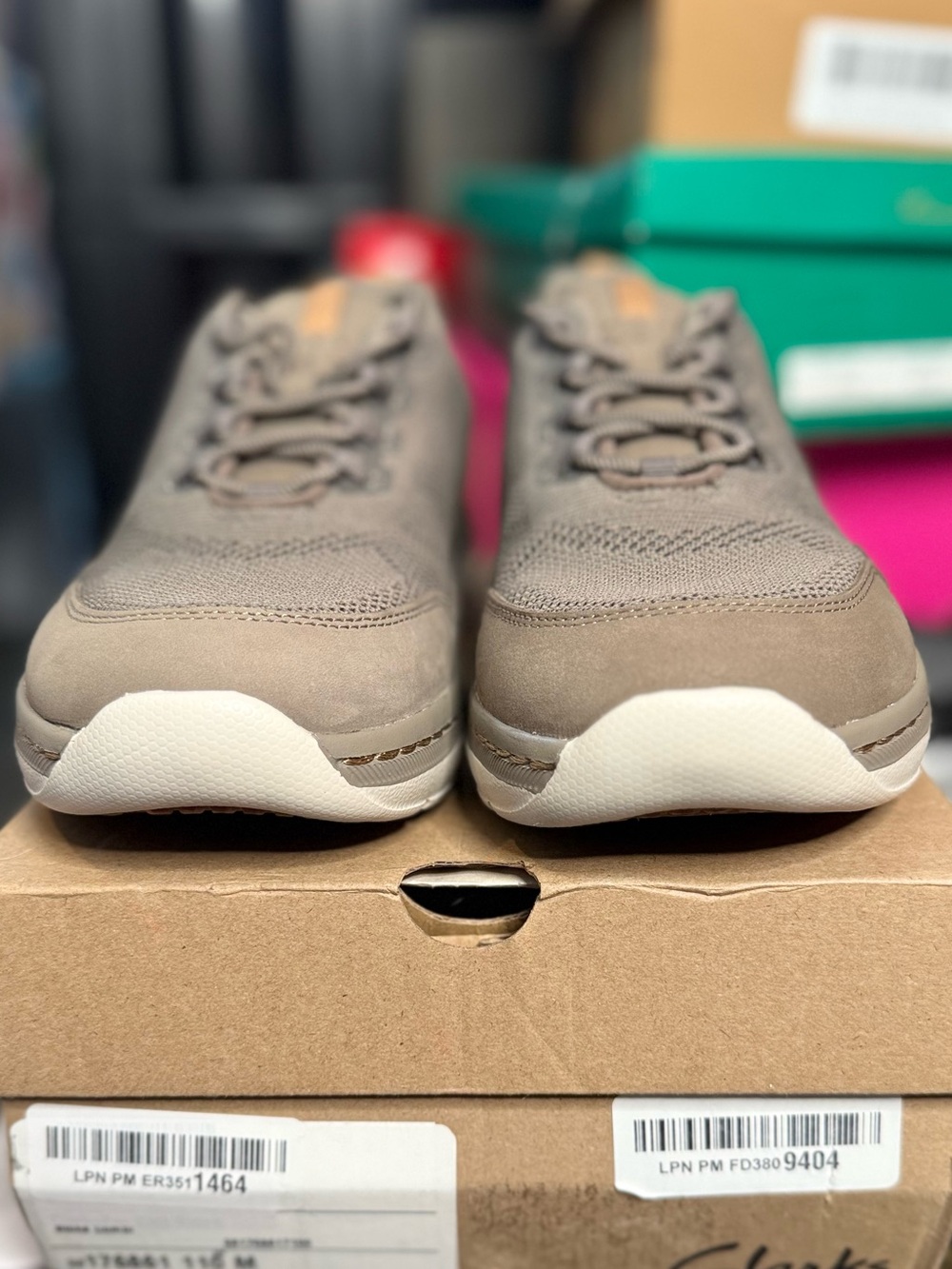 New Clarks Men's Brown Mesh & Suede Lace-Up Sneakers Size 11